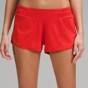Lululemon Hotty-Hot Low-Rise, Lined 2.5 Red Shorts, Size 8